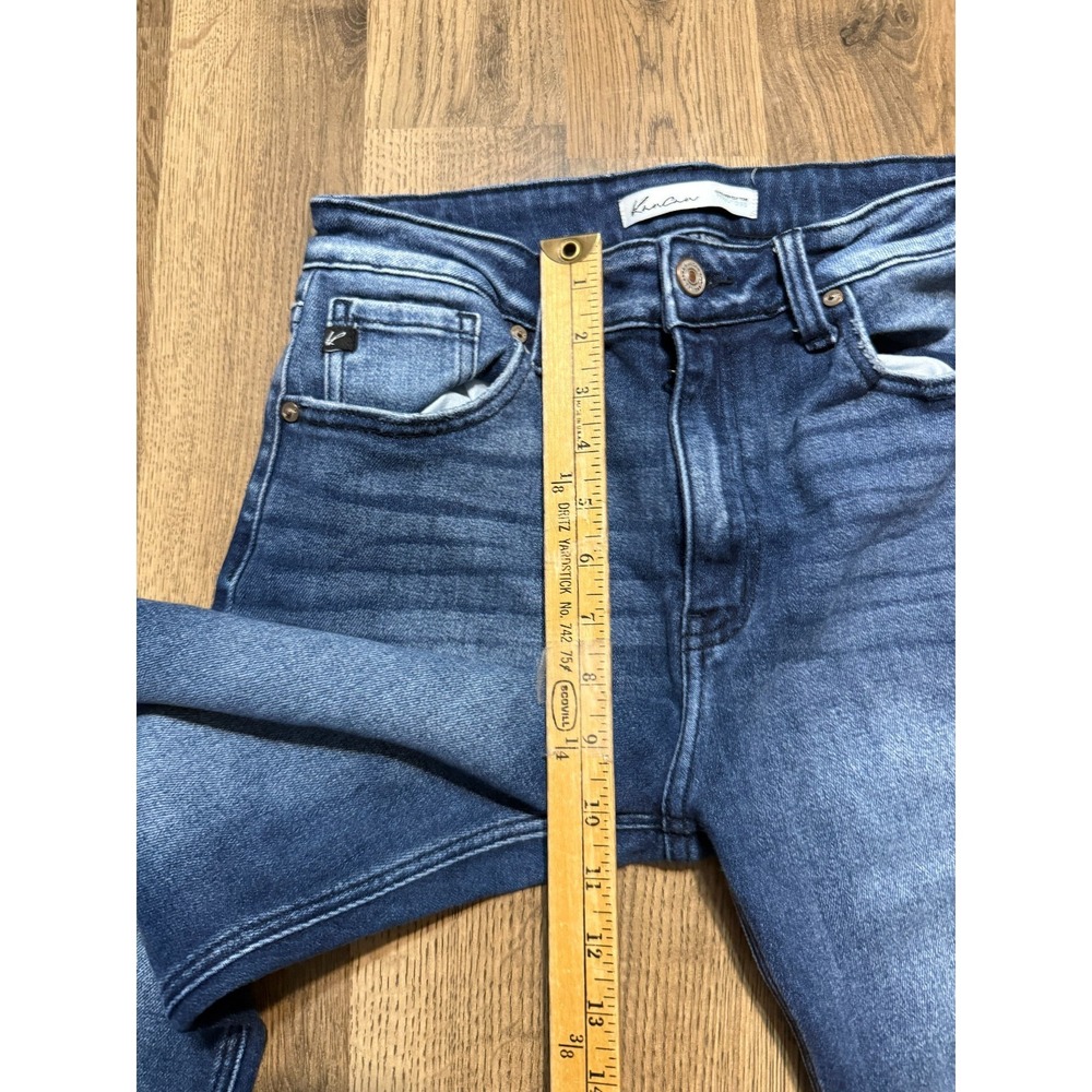 KanCan Jeans Women's Size 28 Blue Denim Flared Leg Distressed High Rise Pockets - Picture 10 of 14